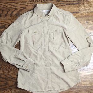 banana republic military button down blouse womens